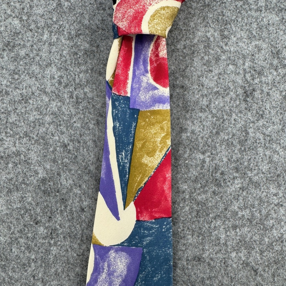 VTG Marks & Spencer Tie Mens OS St Michael Abstract Geometric Multicolor Silk
